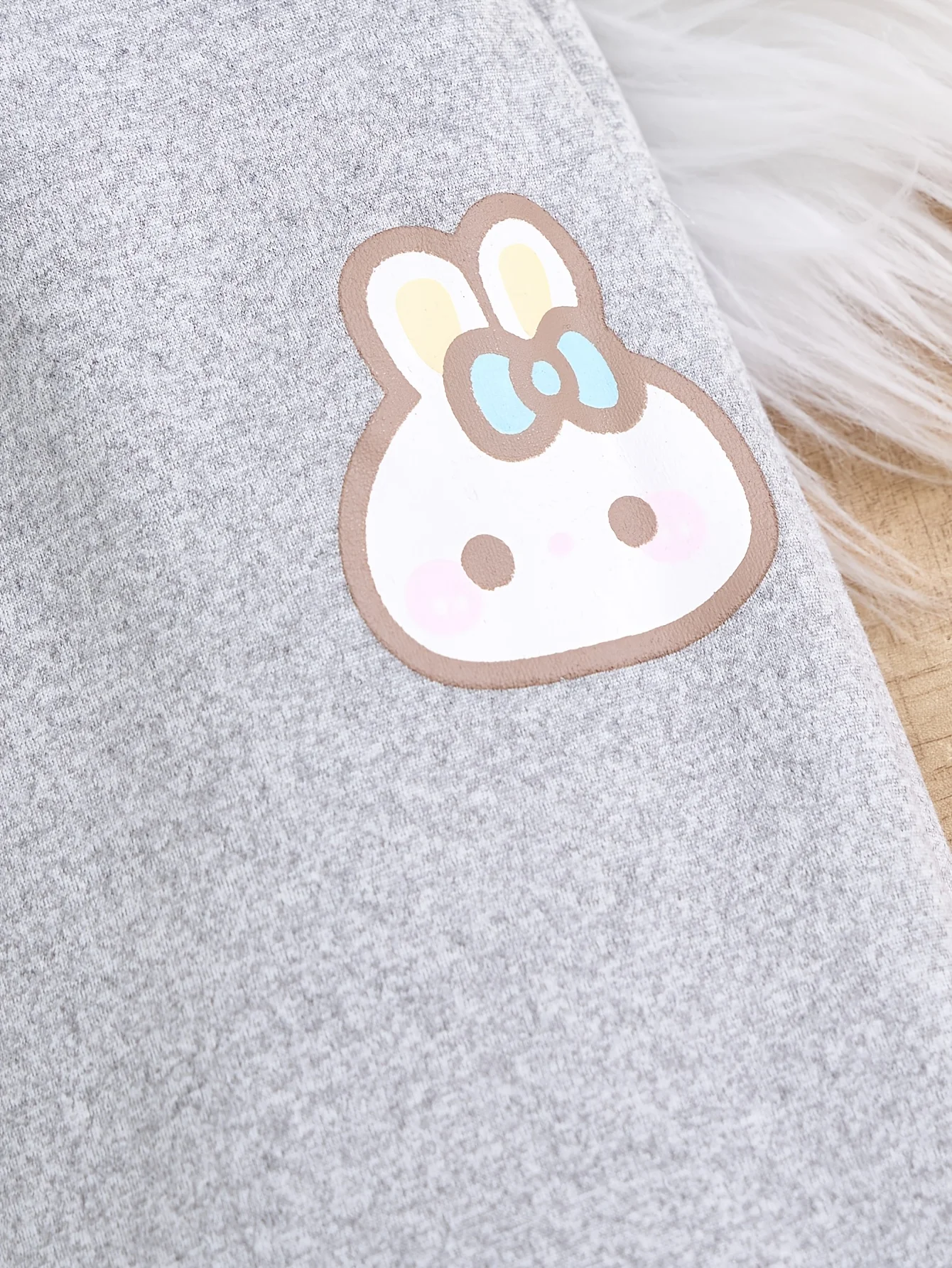 Girls Warm-Padded Long Pants Autumn Winter Rabbit Patterned Trousers for Kids.Full elastic waistband - Image 5