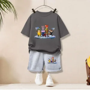 Summer Baby Girl Boy Clothes Set Children Disney Zootopia Printing T-shirt and Short Two Pieces Suit Kid Shorts Sleeve Tracksuit